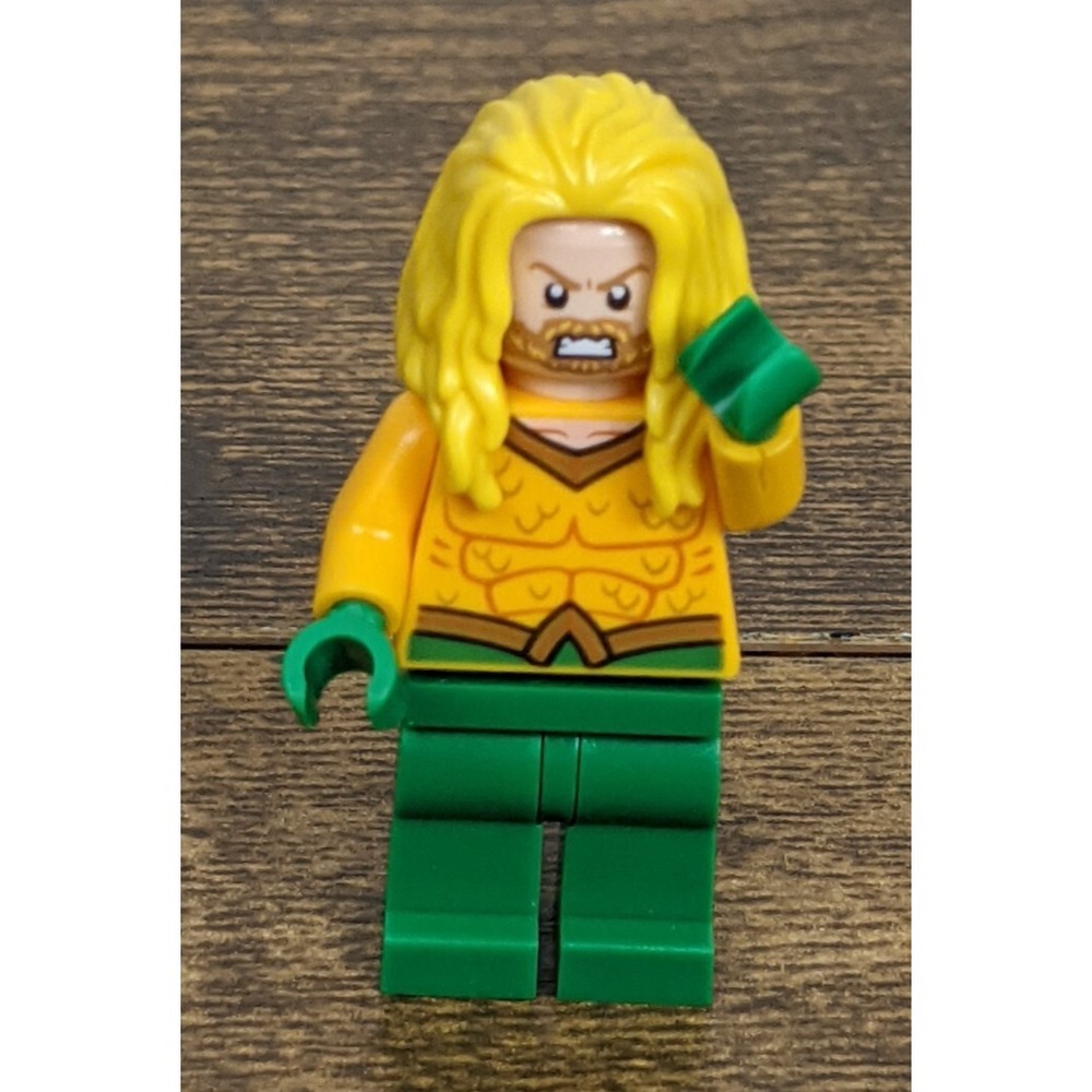 LEGO Aquaman Minifigure Green Legs Yellow Hair Orange Torso Collectible Toy